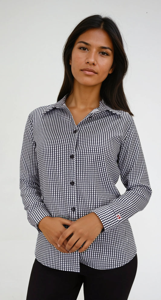 Camisa Antimanchas para Mujer Manga Larga de Cuadros | SOZU