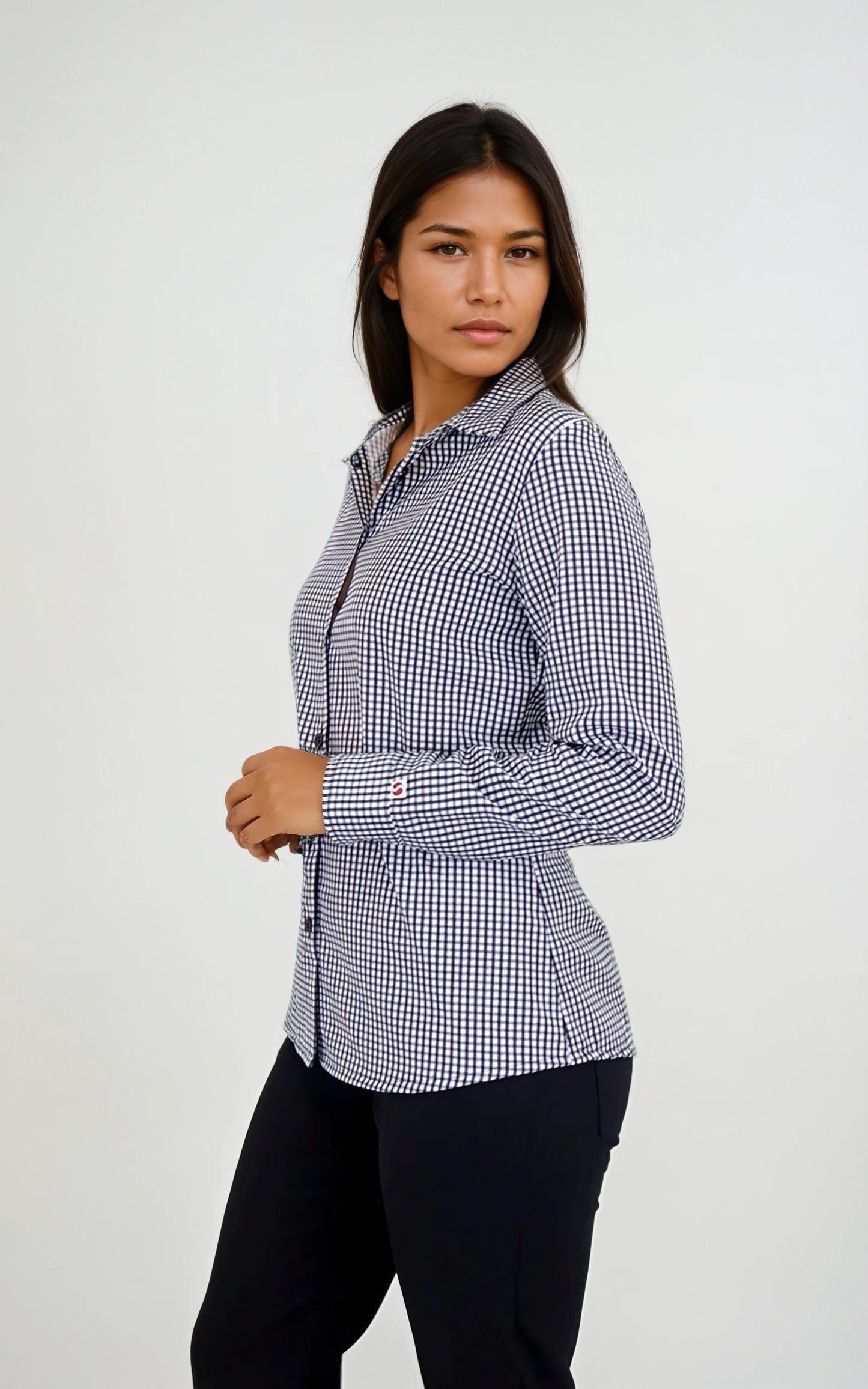 Camisa Antimanchas para Mujer Manga Larga de Cuadros | SOZU