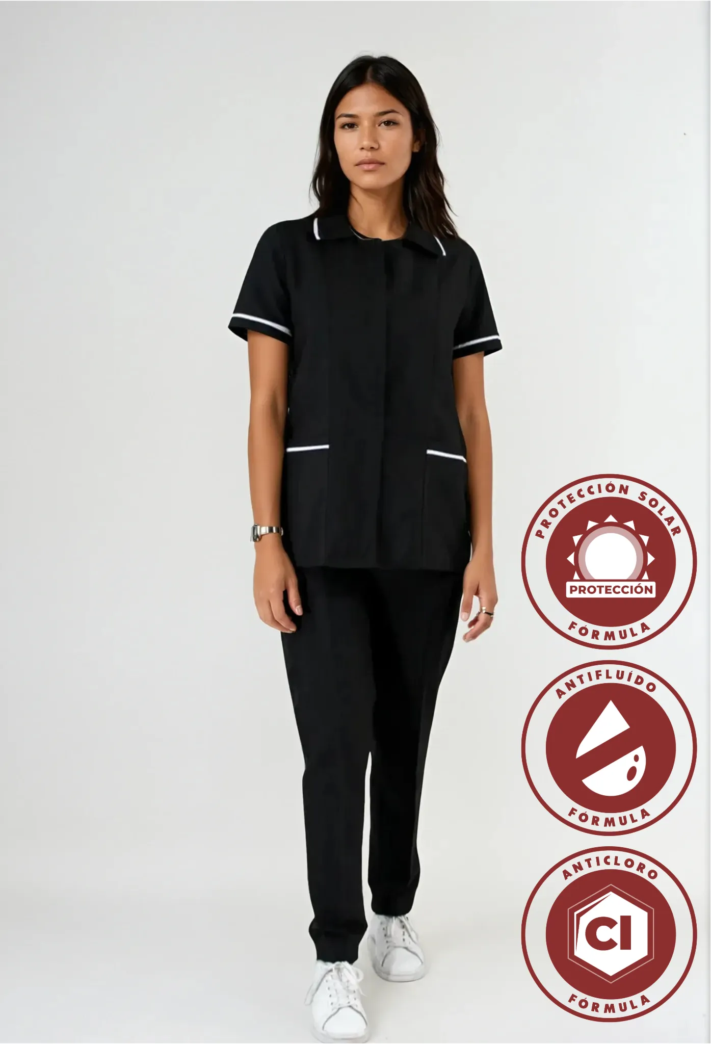 Uniforme Antifluido y Anticloro para Mujer Color Negro | SOZU