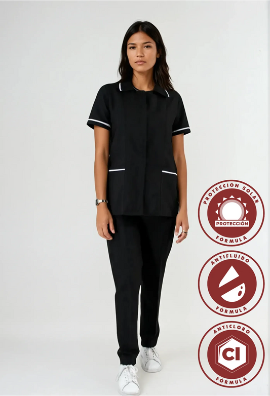 Uniforme Antifluido y Anticloro para Mujer Color Negro | SOZU
